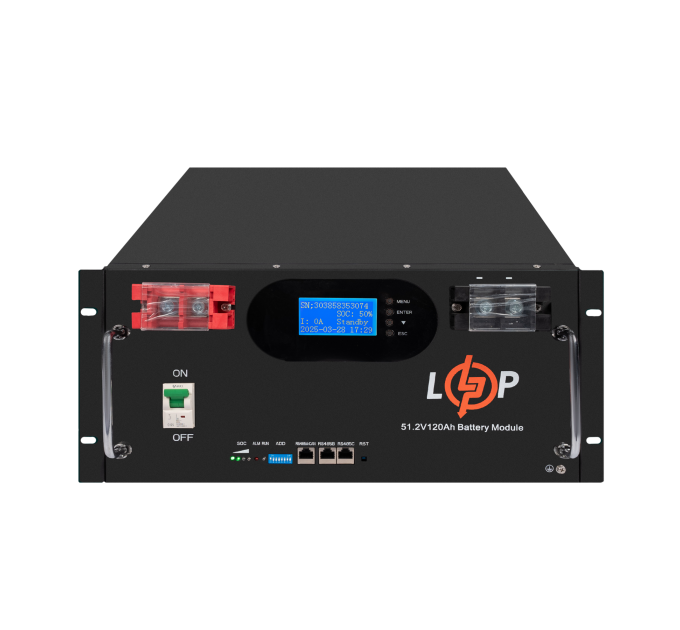 Акумулятор LP LiFePO4 51,2V - 120 Ah 6000Wh (Smart BMS 100A) с LCD RM AB RS485/CAN
