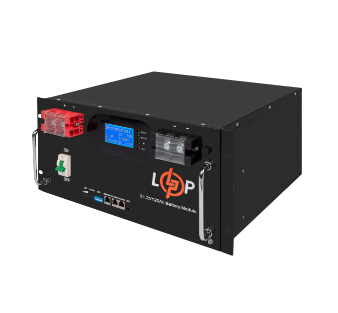 Акумулятор LP LiFePO4 51,2V - 120 Ah 6000Wh (Smart BMS 100A) с LCD RM AB RS485/CAN