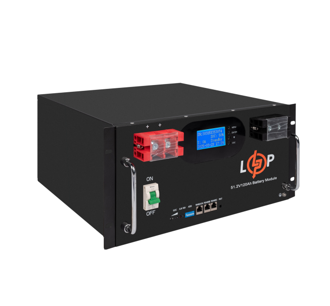 Акумулятор LP LiFePO4 51,2V - 120 Ah 6000Wh (Smart BMS 100A) с LCD RM AB RS485/CAN