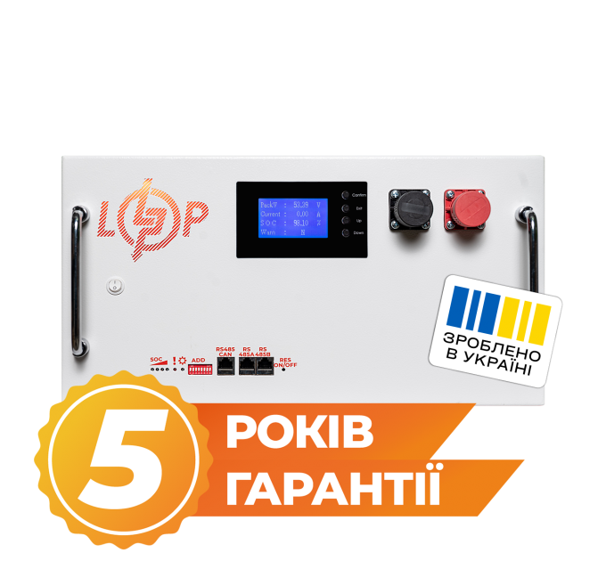 Акумулятор LP LiFePO4 51,2V - 280 Ah (14336Wh) (BMS SP 200A/100А) RM RS485/CAN LCD WH