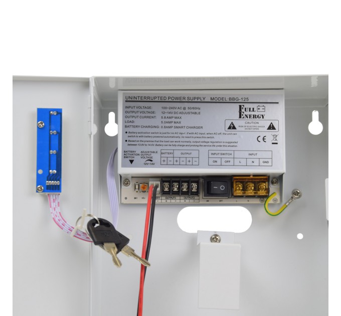 Блок безперебійного живлення Full Energy BBG-125-L для відеоспостереження 12В, 5А, під 18Аг акумулятор