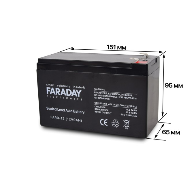 Акумулятор 12В 9А·год для ДБЖ Faraday Electronics FAR9-12