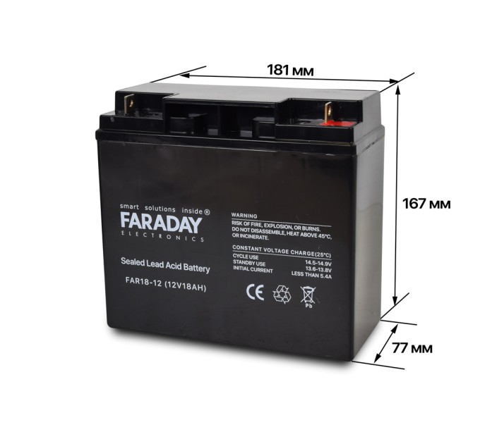 Акумулятор 12В 18А·год для ДБЖ Faraday Electronics FAR18-12