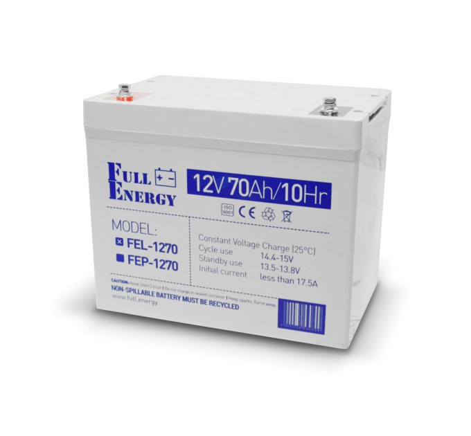 Акумулятор гелевий 12В 70А·год для ДБЖ Full Energy FEL-1270