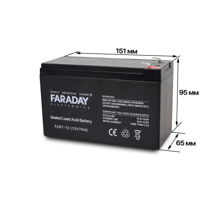 Комплект блок безперебійного живлення Full Energy BBGP-125 + акумулятор 12В 7 Ач для ДБЖ Faraday Electronics FAR7-12