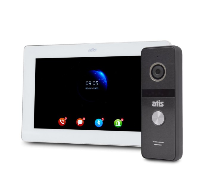 Комплект «ATIS Smart Будинок» – Wi-Fi відеодомофон 7" з переадресацією виклику на мобільний телефон через Tuya Smart + відеопанель 2Мп та контроль доступу за допомогою електромагнітного замка