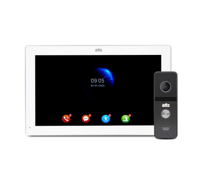 Комплект відеодомофона ATIS AD-1070FHD/T White з підтримкою Tuya Smart + AT-400HD Black