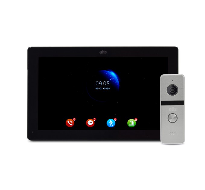 Комплект відеодомофона ATIS AD-1070FHD/T Black з підтримкою Tuya Smart + AT-400HD Silver