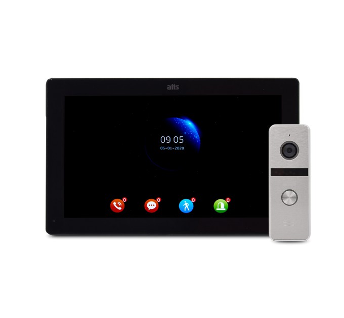 Комплект відеодомофона ATIS AD-1070FHD/T Black з підтримкою Tuya Smart + AT-400FHD Silver