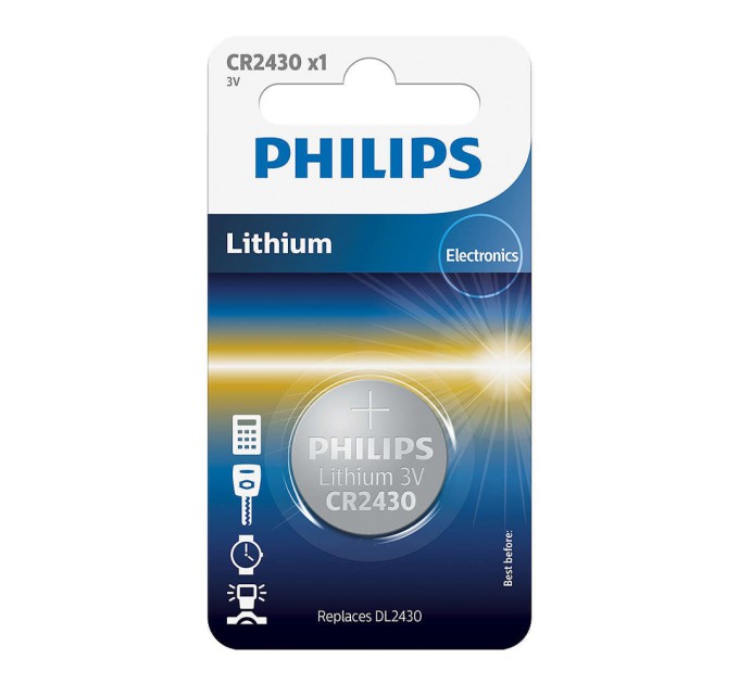 Батарейка Philips CR2430 BLI 1 Lithium (CR2430/00B)