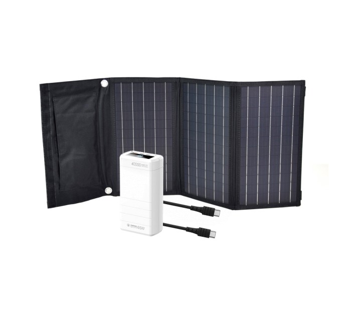 Комплект: сонячна панель 30W Solar Charger, повербанк FEB-310W, кабель REMAX RC-068B-C