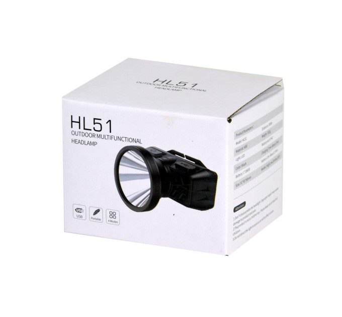 Налобний LED ліхтар SUPERFIRE HL51, що перезаряджається, з потужністю 2.5 Вт