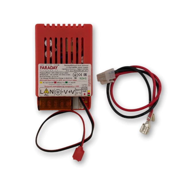 Безперебійний блок живлення Faraday Electronics UPS 20W Smart ASCH PL під акумулятор 4А/г в пластиковому корпусі