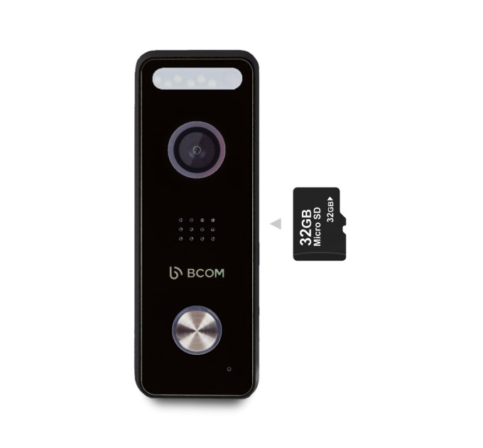 Комплект відеопанель BCOM BT-400FHD/T Black SD з підтримкою Tuya Smart з вбудованою картою пам'яті на 32 GB