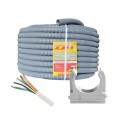 Комплект: Кабель 8*0.22 U (біметал) бухта 100м + Гофротруба 220 TM Standart D 20 мм (100 м) ciра + Кліпса для гофри 20 мм (50 шт/уп) сіра