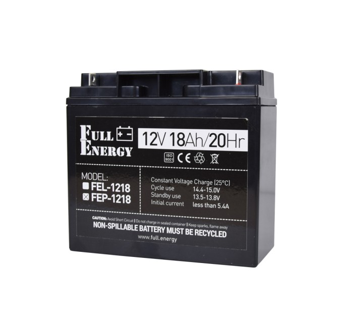 Комплект блок безперебійного живлення Full Energy BBG-1210/8 + акумулятор 12В 18А·год Full Energy FEP-1218