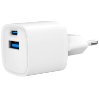 Мережевий зарядний пристрій Gembird TA-UC-PDQC20-W-01 (USB Type A + USB Type C)