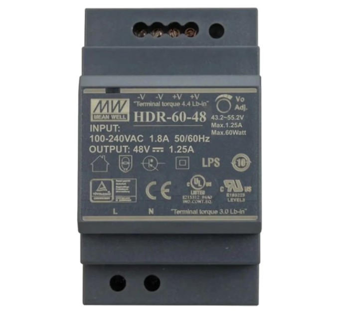 Блок живлення для монтажа на DIN рейку Mean Well HDR-60-48 48B 1,25А