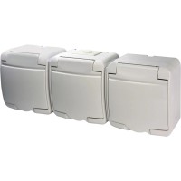 Розетка 3-на з з/к Schuko RHE-3s (біла/біла кришка, IP54) Hermetics ETI 4668023