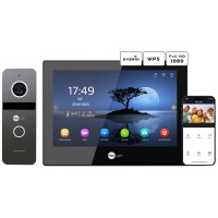 Комплект відеодомофону Neolight ALPHA Hybrid Black + SOLO IP Graphite с уголком, PoE адаптер для вызовной панели
