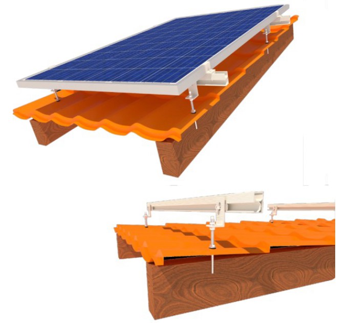 комплект кріплення 2 сонячних панелей до 1145мм металочерепиця профнастил шифер InstallKit IK-XL-M-2