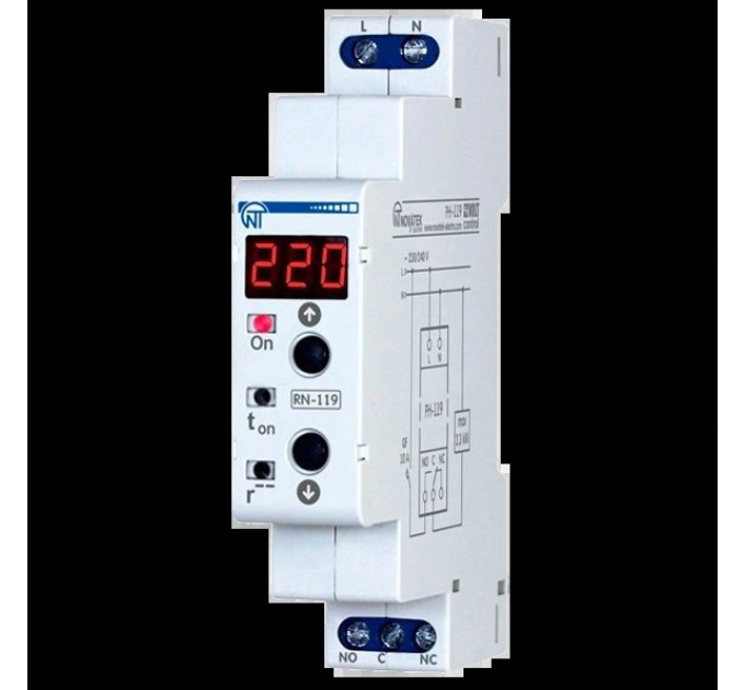 Реле напруги Новатек-Електро РН-119 16A 3.6kVA купити.