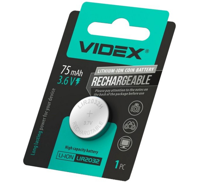 Акумулятор літієвий Videx LIR2032 BLISTER CARD