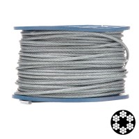 Трос APRO 5мм (4+1мм) DIN 3055 (6x7+FC) бухта 100м в ПВХ оплетке оцинкованный