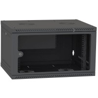 Шафа телекомунікаційна двері скло (чорна) IPCOM 6U 600x600