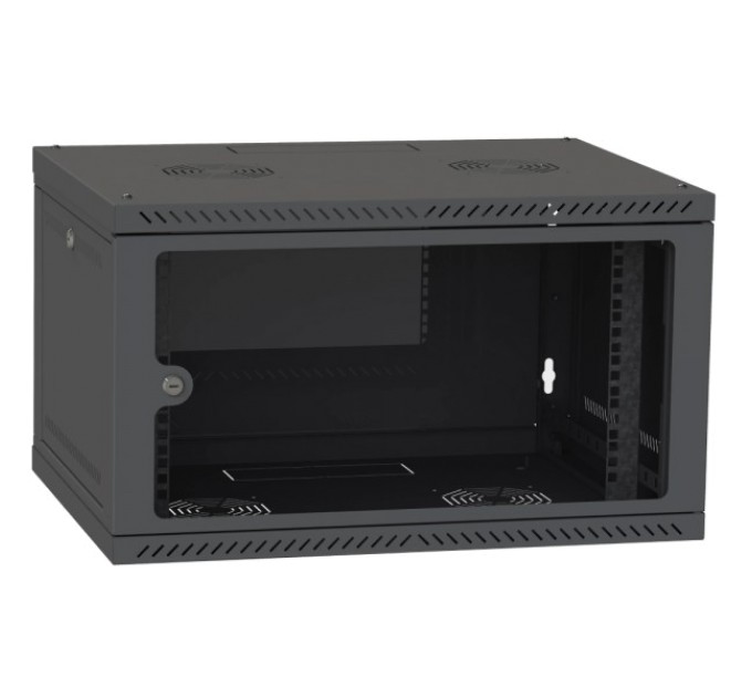Шафа телекомунікаційна двері скло (чорна) IPCOM 6U 600x600