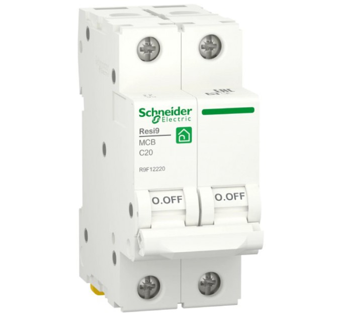 Автоматичний вимикач Schneider Electric RESI9 20 А, 2P, кривая С, 6кА купити.