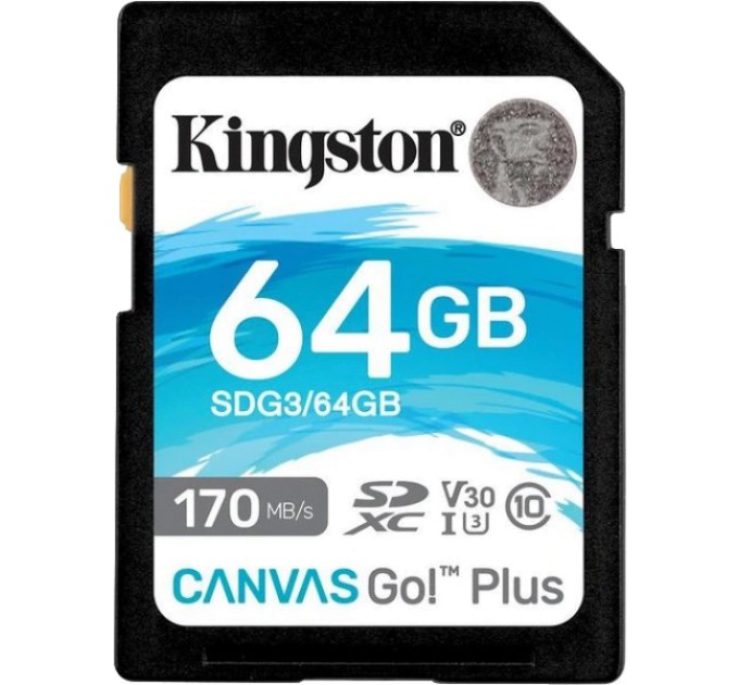 Карта пам'яті Kingston SDXC Canvas Go Plus 170R C10 UHS-I U3 V30 64Гб купити.