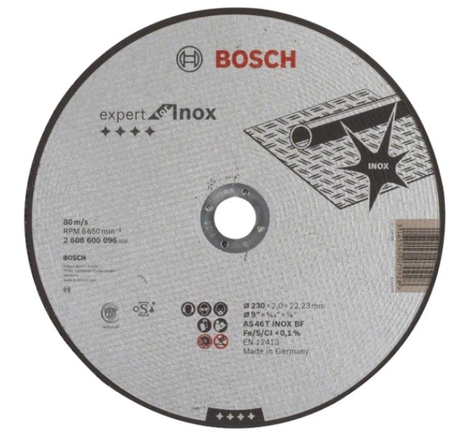 Відрізний круг для нержавіючої сталі Bosch Expert 230 x 2 мм (2608600096)