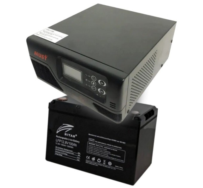 Комплект ДБЖ + АКБ MUST EP20-R1000W + LFP12.8V100AH G24 купити.