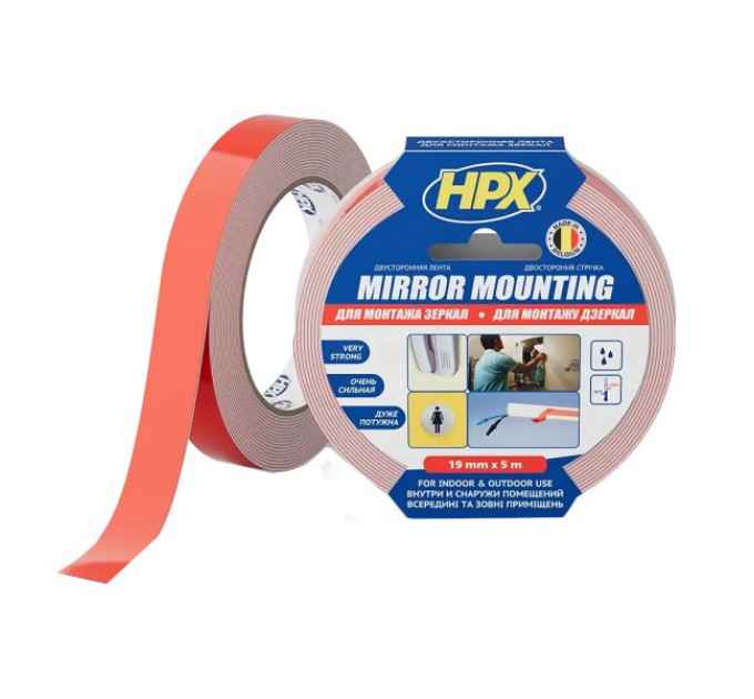 Стрічка двохстороння спінена для дзеркал HPX DS1905 MIRROR MOUNTING 19мм х 5м купити.