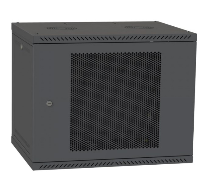 Шафа телекомунікаційна двері перф (чорна) IPCOM 9U 600x450 купити.