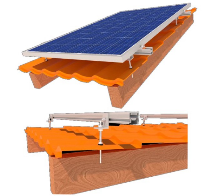 комплект кріплення 4 сонячних панелей до 1145мм металочерепиця, шифер StringSetter SS-XL-M 04