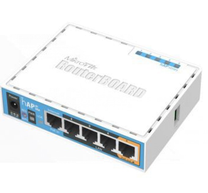 Двохдіапазонна Wi-Fi точка доступу з 5-портами Ethernet, для домашнього використання MikroTik MikroTik hAP ac lite (RB952Ui-5ac2nD)