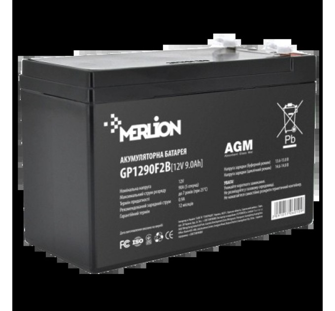 Акумуляторна батарея MERLION AGM GP1290F2B 12В 9А•ч купити.