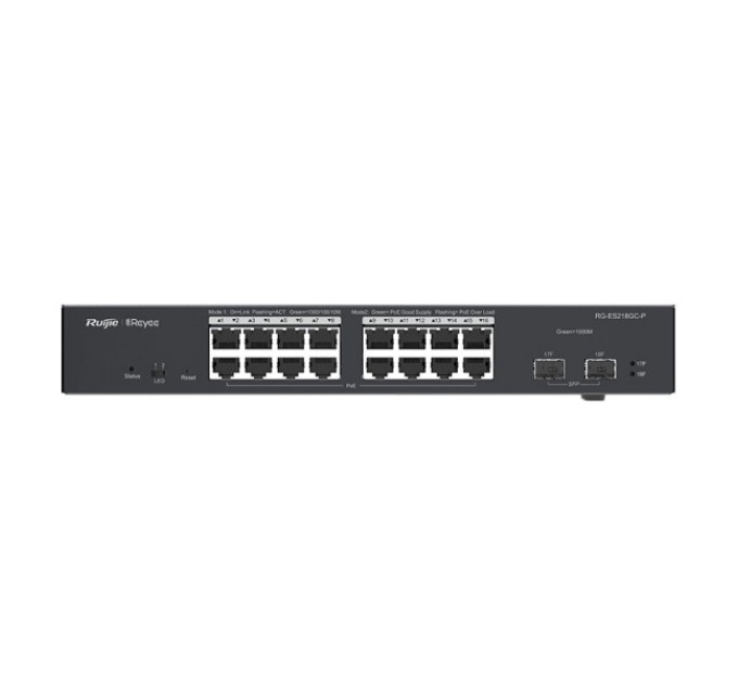 18-портовий гігабітний інтелектуальний POE комутатор Ruijie RG-ES218GC-P купити.