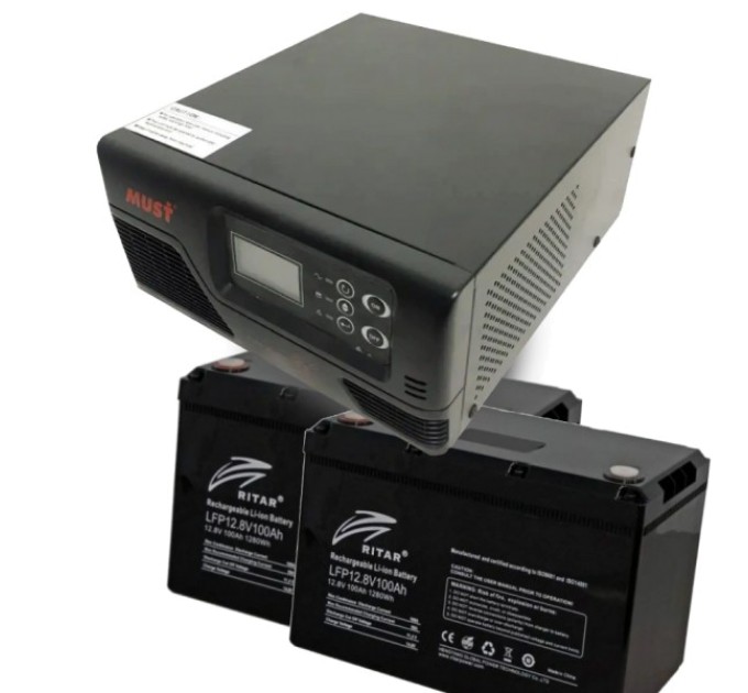 Комплект ДБЖ + АКБ MUST EP20-R1000W + 2x LFP12.8V100AH G24 купити.