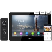 Комплект відеодомофону Neolight MEZZO Hybrid Black + PRIME FHD Black с уголком