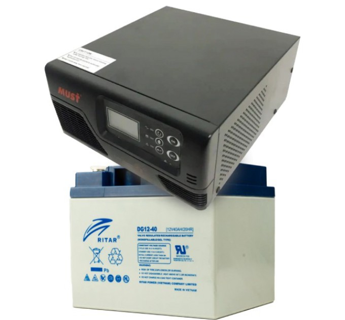 Комплект ДБЖ + АКБ MUST EP20-R600W + 12V 40Ah DG12-40 купити.