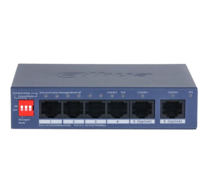Комутатор 4 порти керований Dahua DH-CS4006-4ET2GT-36 PoE купити.