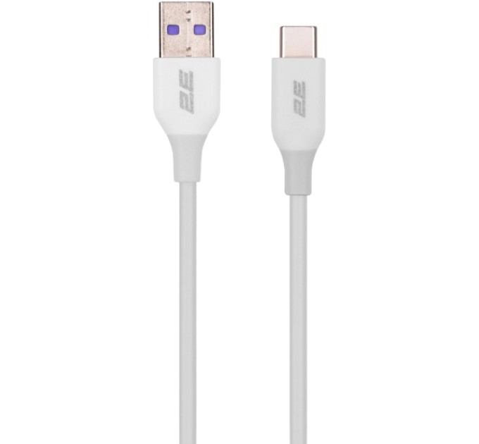 Кабель заряджання/синхронізації 1м білий 2E Type-C, Glow USB-A > USB-C