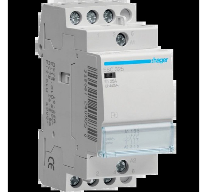 Контактор 25A 230В 3нв 2мод Hager ESC325 купити.