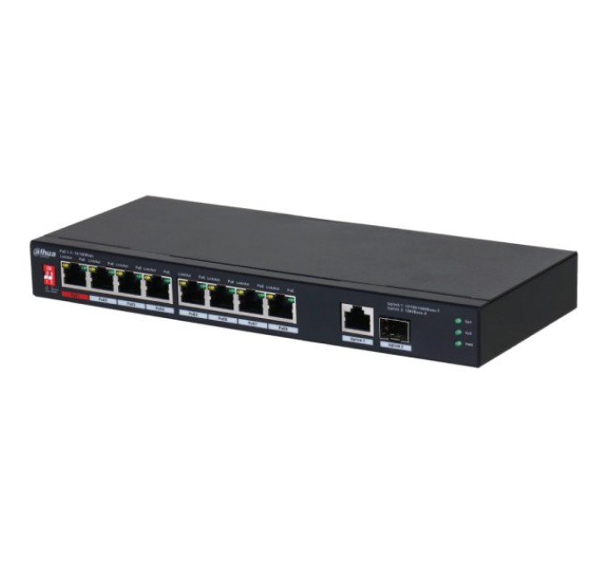 Комутатор 8 портів некерований Dahua DH-PFS3110-8ET1GT1GF-96 PoE купити.