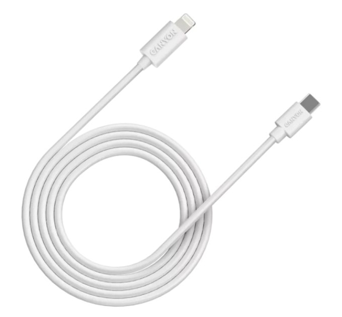 Кабель Canyon CFI12B white (Lightning - USB-C ) 2м 20Вт купити.