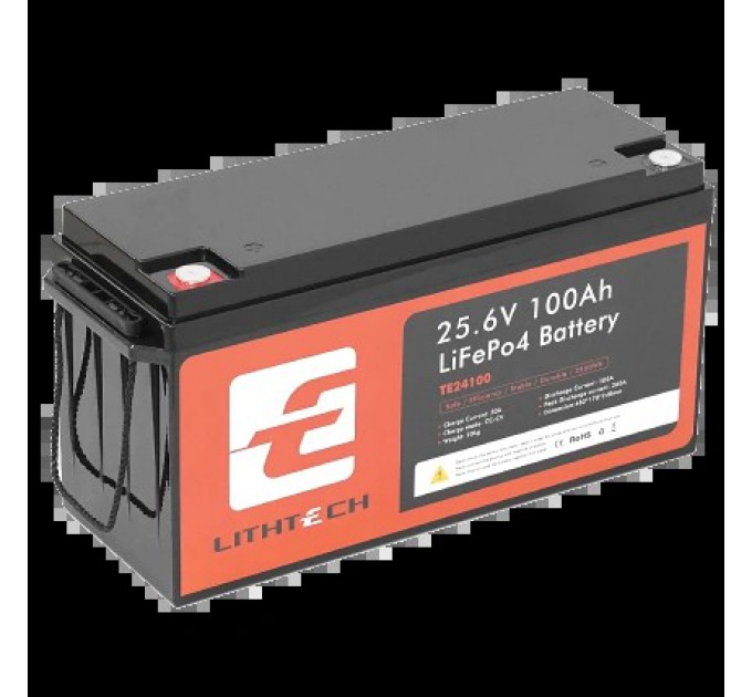 Літієва акумуляторна батарея LITHTECH TE24100B 25.6В 100А•ч Bluetooth купити.