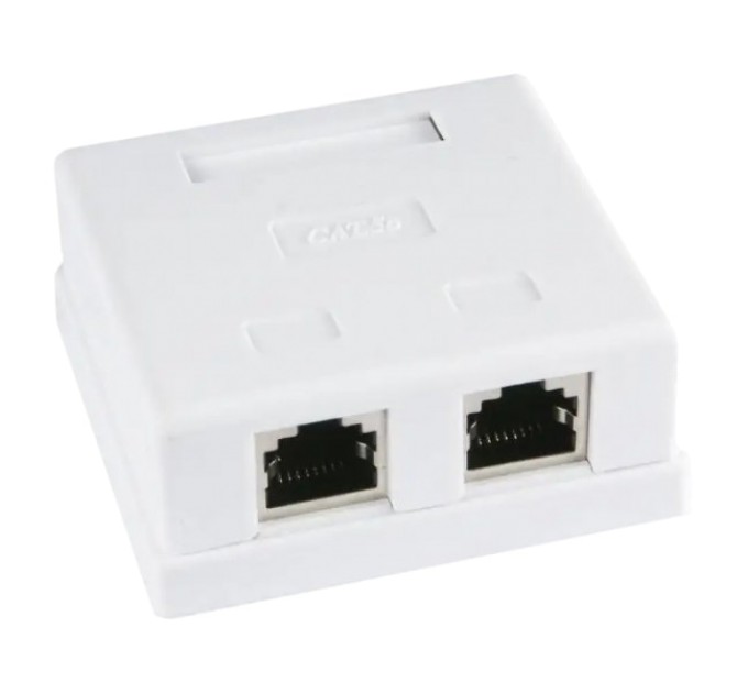 Розетка 2 порта екранована RJ45 STP біла 5E Hypernet MB-STP2